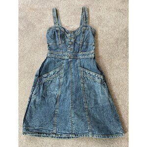 Japna Denim Summer Short Dress Button Front w/ Pockets Small